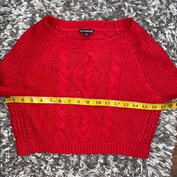 Express Red Knit Cropped Pullover Sweater Feminine Casual Cozy Vibrant - Picture 8 of 9